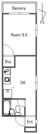 ガーデンヒルズ21(1DK/2階)の間取り写真