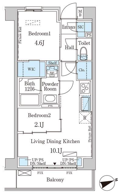 インスタイルレジデンス本駒込(2LDK/2階)の間取り写真