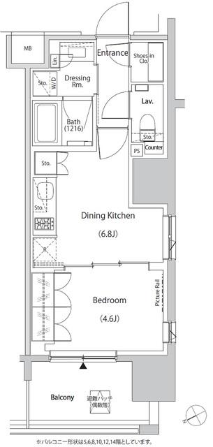 ザ・パークハビオ目白タワー(1DK/12階)の間取り写真
