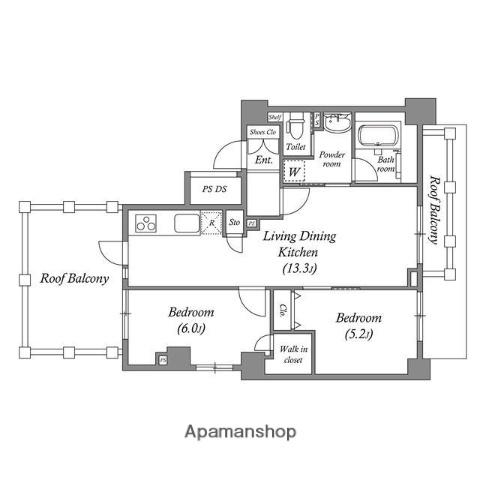 ルクレ板橋(2LDK/6階)の間取り写真