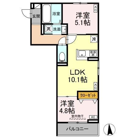 足立区六町2丁目PJⅡ(2LDK/3階)の間取り写真
