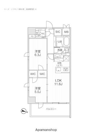 シーズンフラッツ新大塚(2LDK/5階)の間取り写真