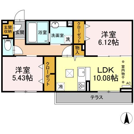 グレイスコート(2LDK/1階)の間取り写真