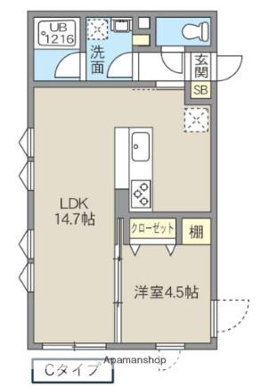 レピュア池袋本町レジデンス(1LDK/2階)の間取り写真