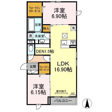 アナシエ鹿浜(2LDK/1階)の間取り写真