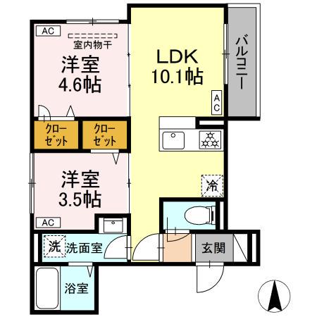 セレスティア荒川II(2LDK/3階)の間取り写真