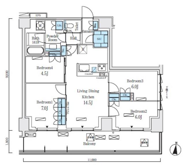 ロイヤルパークス赤羽ノース(4LDK/4階)の間取り写真