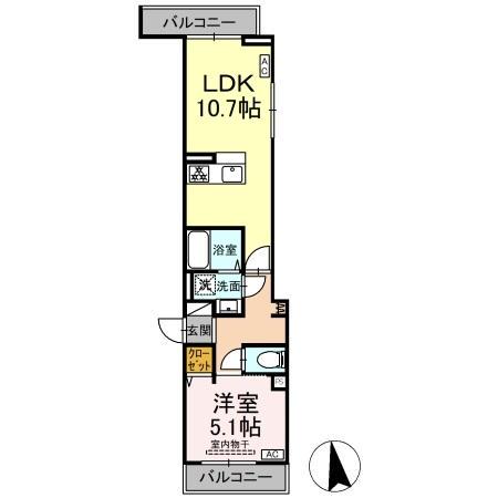 セレスティア豊島N(1LDK/2階)の間取り写真