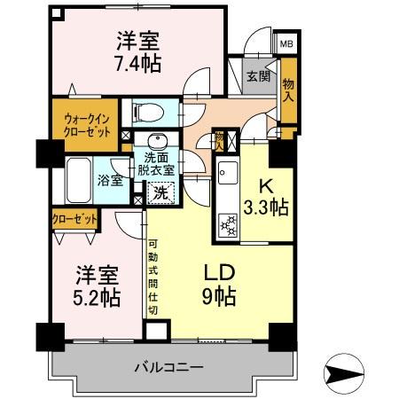 アコール北千住(2LDK/2階)の間取り写真