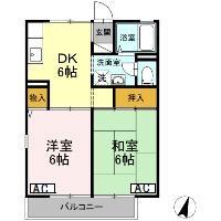 クローバーハイツ(2DK/2階)の間取り写真