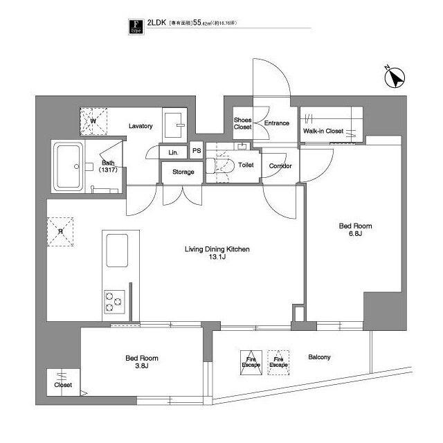 BPRレジデンス田端(2LDK/10階)の間取り写真