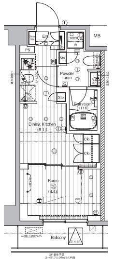 PREMIUM CUBE 王子神谷(1DK/6階)の間取り写真