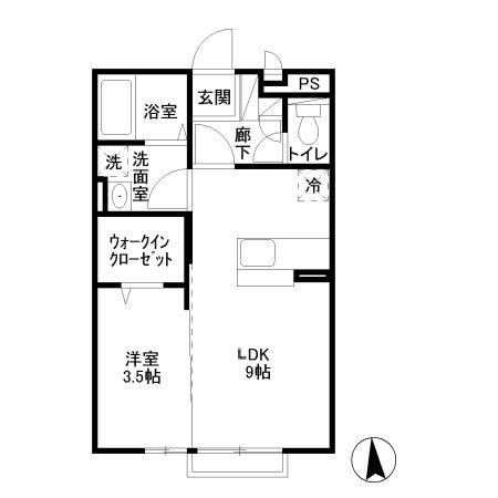 レグルス(1LDK/1階)の間取り写真