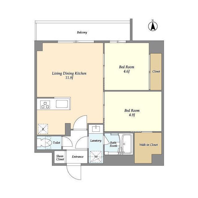 グランカーサ尾久(2LDK/4階)の間取り写真