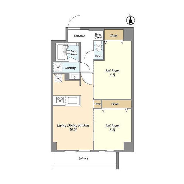 グランカーサ尾久(2LDK/1階)の間取り写真