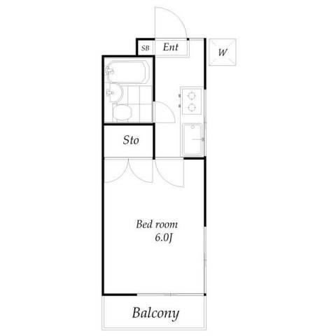 ホワイトハイムⅡ(1K/2階)の間取り写真