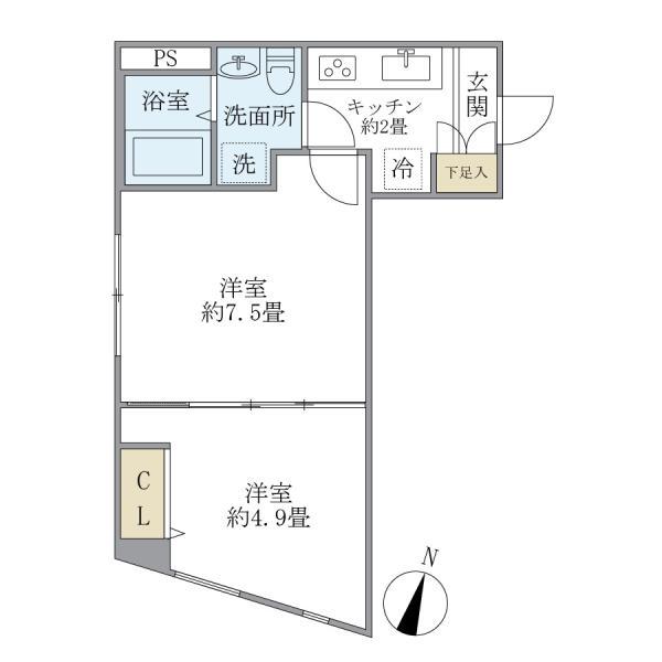 タスキリシェス板橋区役所前(2K/4階)の間取り写真