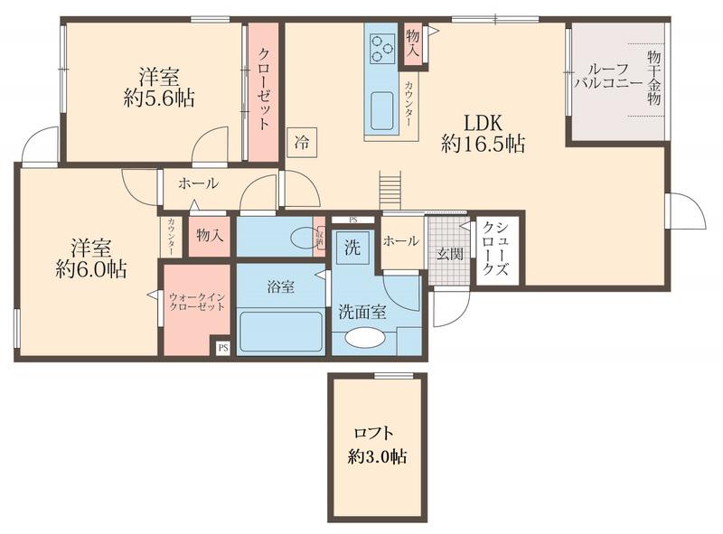LULU西尾久(2LDK/3階)の間取り写真