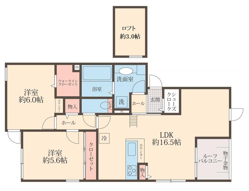 LULU西尾久(2LDK/3階)の間取り写真