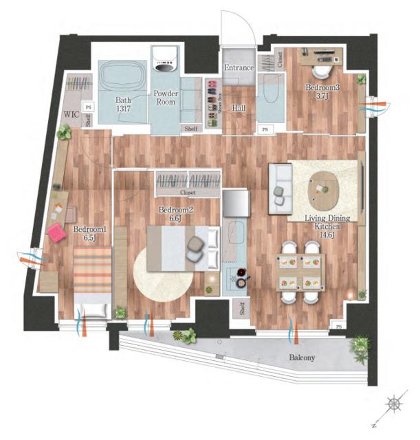 デュオフラッツ板橋大山(3LDK/7階)の間取り写真