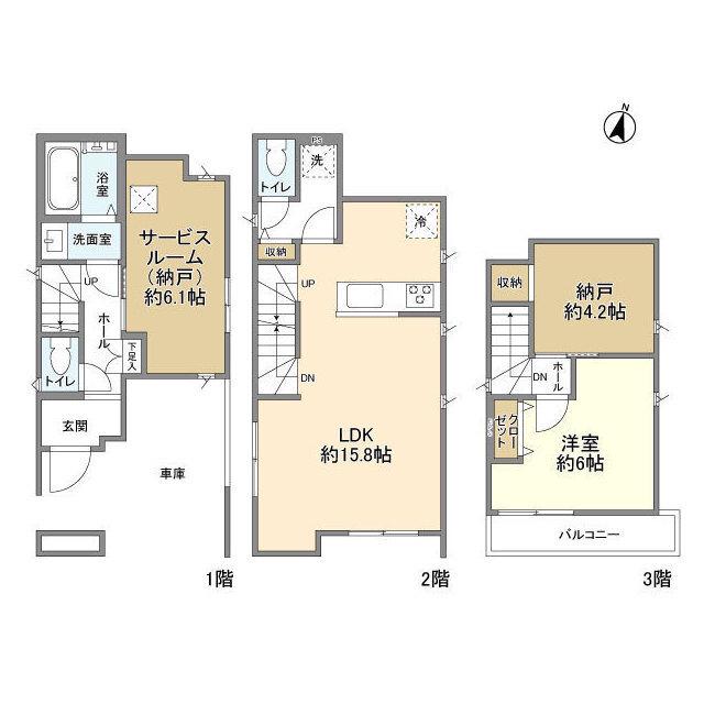 東武伊勢崎・大師線 大師前駅 徒歩8分 3階建 築1年(1SLDK)の間取り写真
