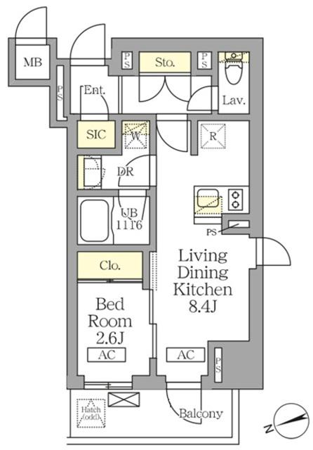 テラス北千住(1LDK/3階)の間取り写真