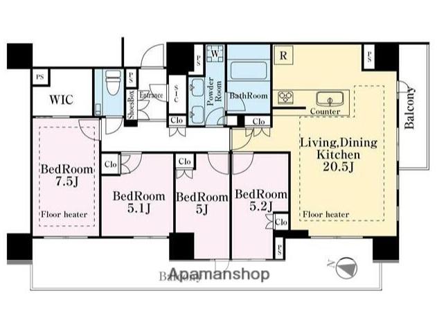 ブランズ本郷(4LDK/10階)の間取り写真