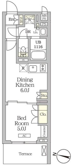 ミレーネ滝野川(1DK/1階)の間取り写真