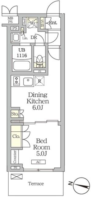 ミレーネ滝野川(1DK/1階)の間取り写真