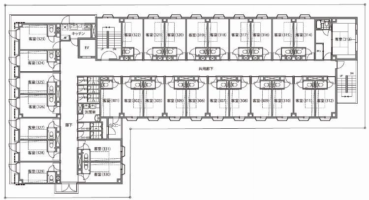 THE VALUE SHARED HOTEL TAKENOTSU(ワンルーム/3階)の間取り写真