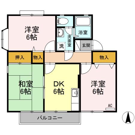 ロイヤルコート(3DK/2階)の間取り写真
