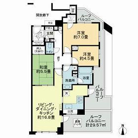 ハイホーム武蔵関A館(3LDK/6階)の間取り写真