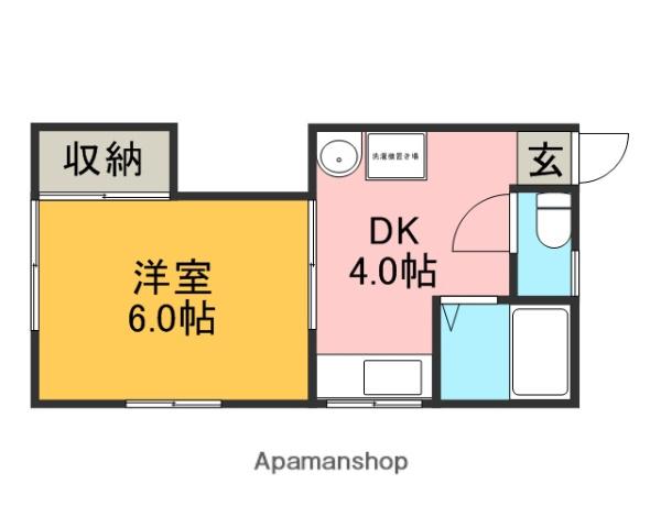 ベルメゾン(1DK/2階)の間取り写真