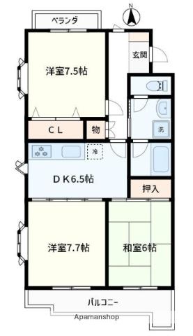 サンナベール(3DK/3階)の間取り写真