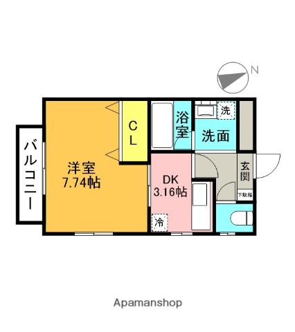 モトハウス(1DK/1階)の間取り写真