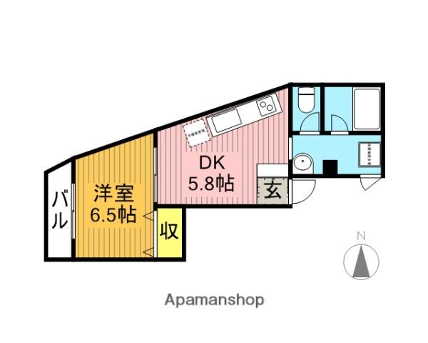 クレール小金井(1DK/3階)の間取り写真