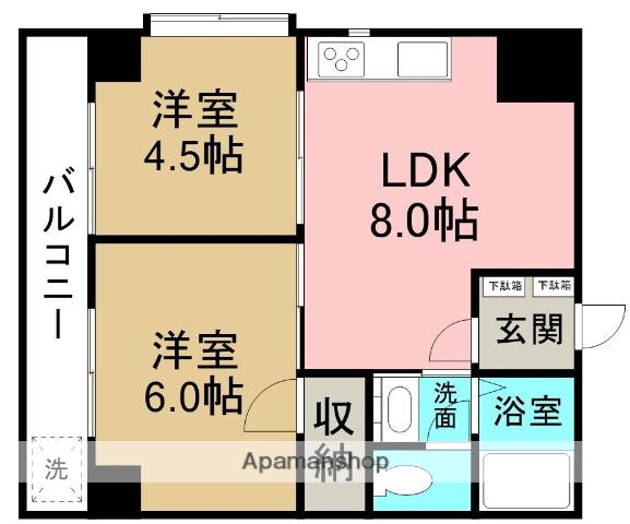 パレス葵(2LDK/1階)の間取り写真