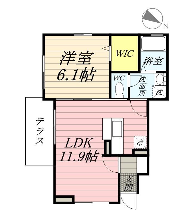 ウィット太子堂(1LDK/1階)の間取り写真