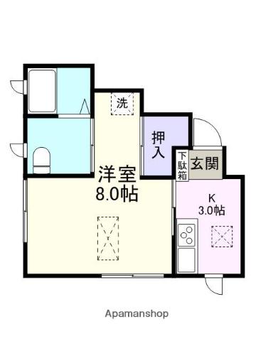 Kハイツ(1K/1階)の間取り写真