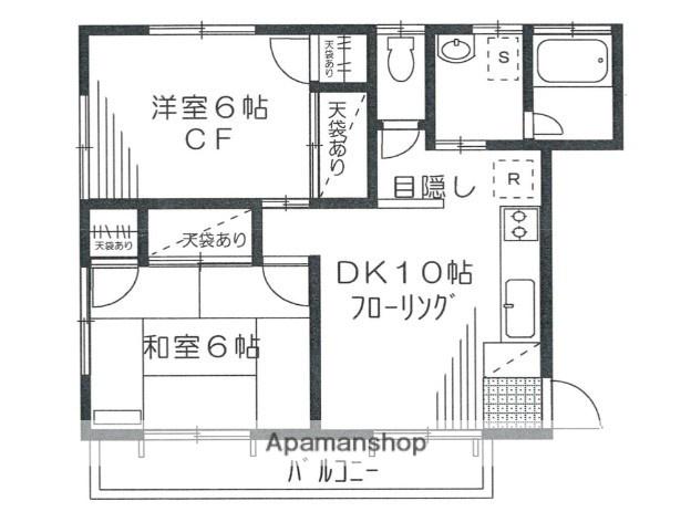 コーポさつきⅡ(2LDK/2階)の間取り写真