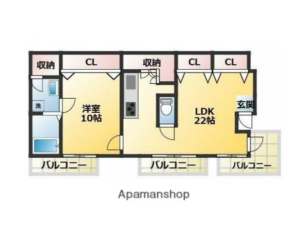 シャトー阿佐ヶ谷(1LDK/3階)の間取り写真