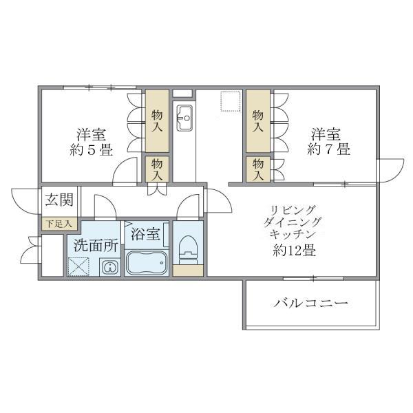 パールハイツ恋ヶ窪(2LDK/1階)の間取り写真