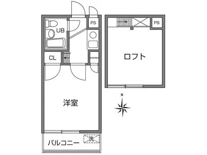 クレスト武蔵野(1K/2階)の間取り写真