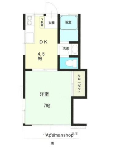 ホワイトハウス(1DK/2階)の間取り写真