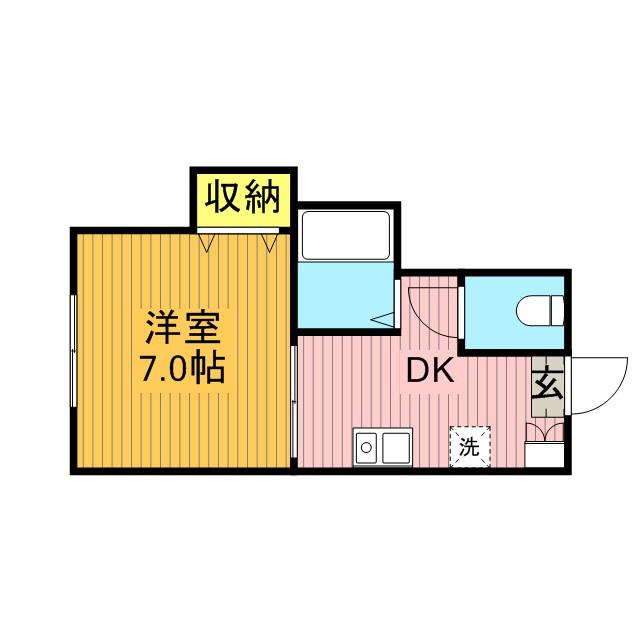 小金井アーバンハイツ(ワンルーム/2階)の間取り写真