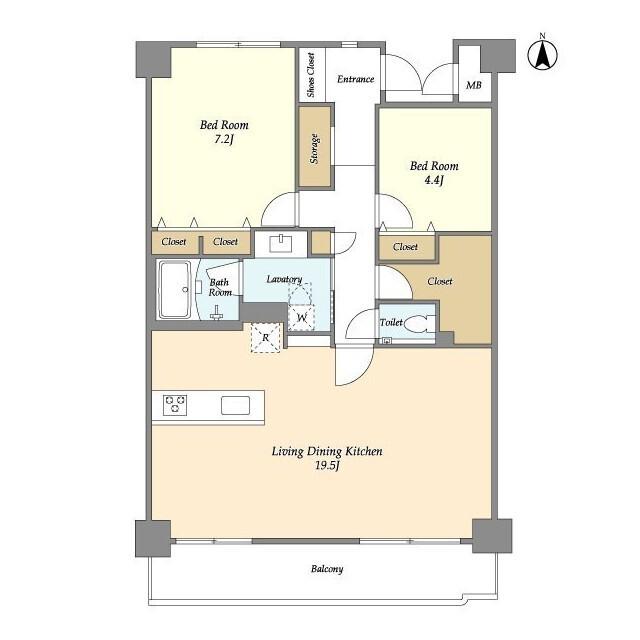 グランハイツ池尻(2LDK/6階)の間取り写真