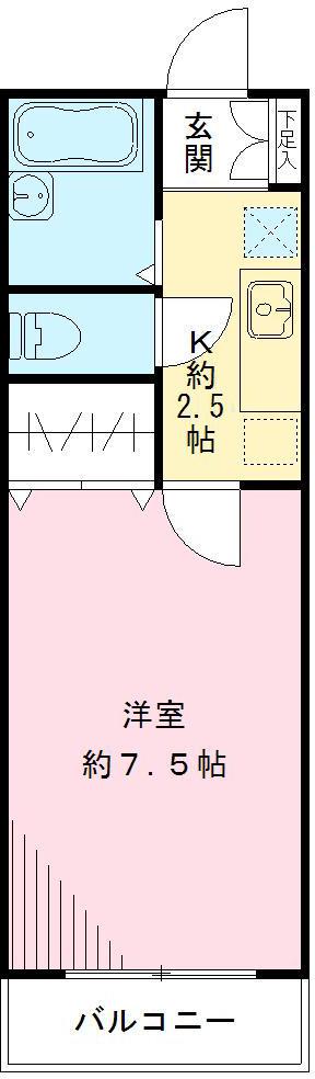 グランシャリオ1(1K/2階)の間取り写真