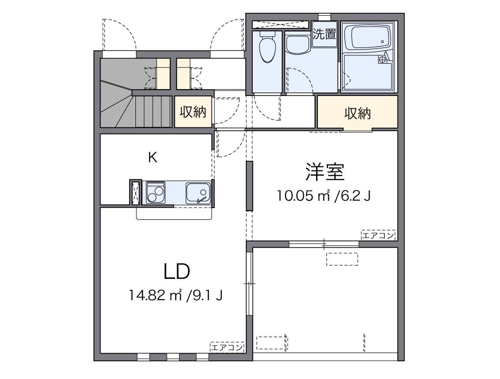 ミランダモトウイング5(1LDK/1階)の間取り写真