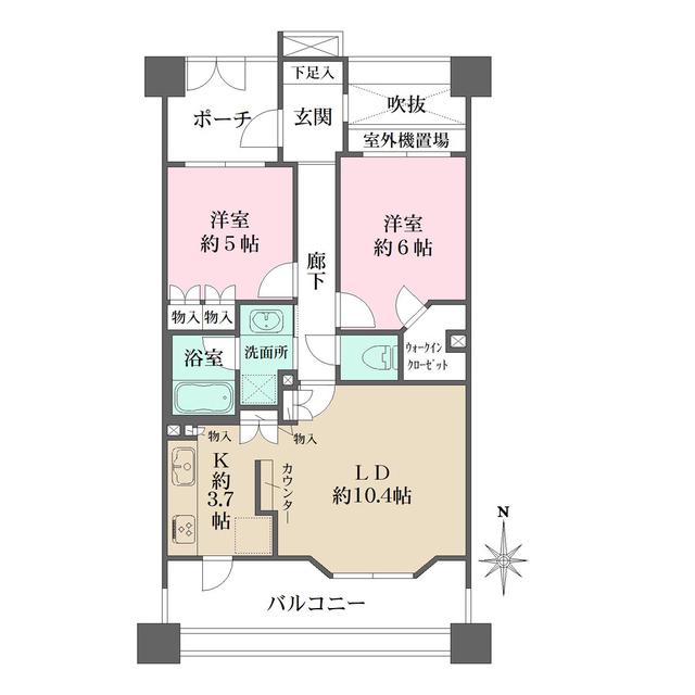 ファミールスクエア国分寺(2LDK/7階)の間取り写真