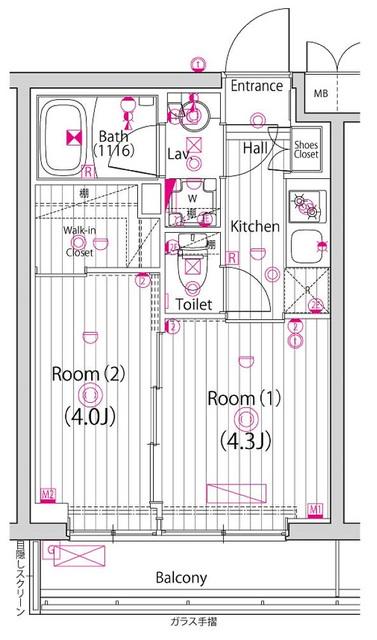 ガーラ練馬グランドステージ(2K/4階)の間取り写真